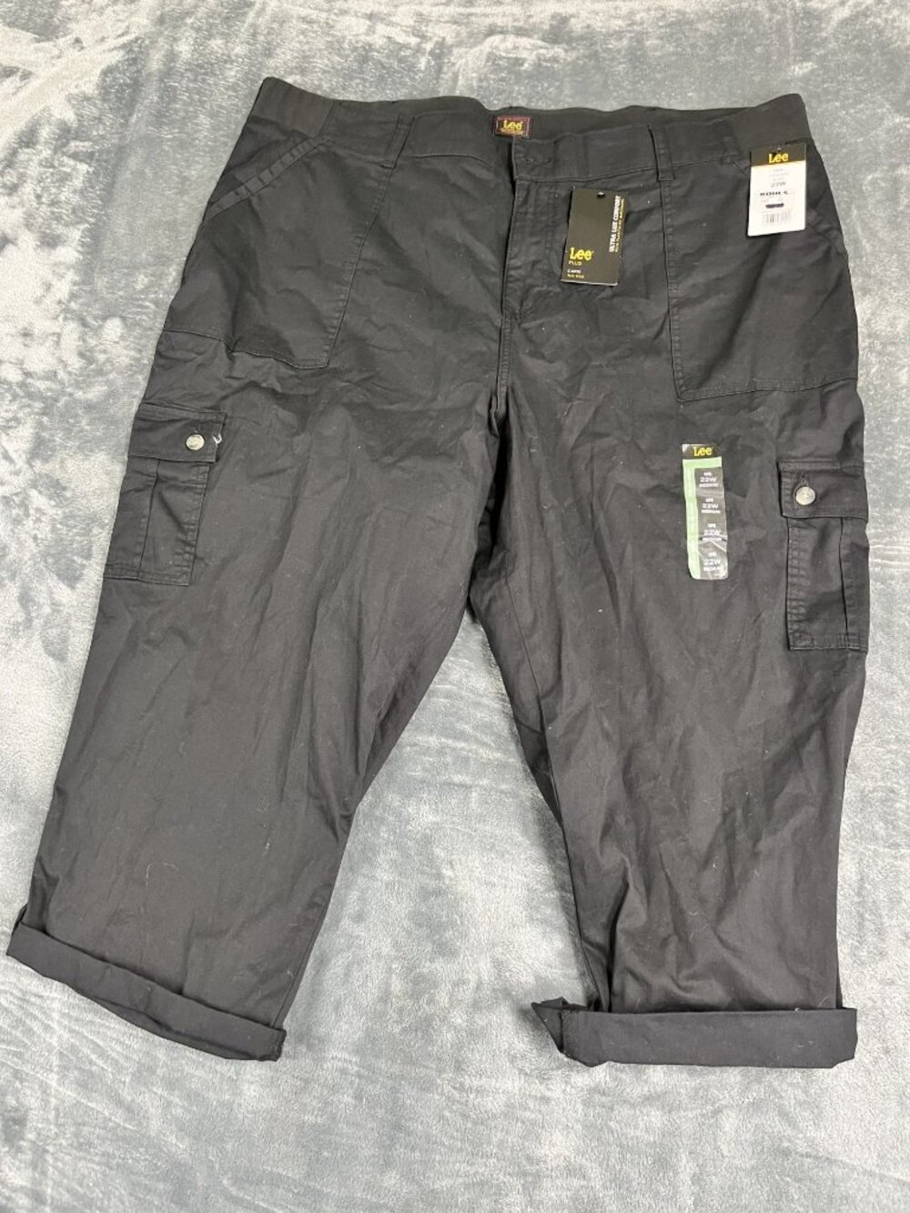Lee Plus Womens Black Capri Pants Mid Rise 22W Flex-To-Go NWT